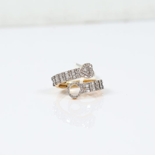 10K Yellow Gold Diamond Letter O With Heart Ring 0.94Ct Dia / 5gr / Size 6.5
