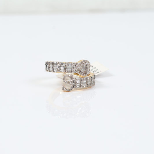 10K Yellow Gold Diamond Letter S With Heart Ring 0.95Ct Dia / 4.8gr / Size 6.5