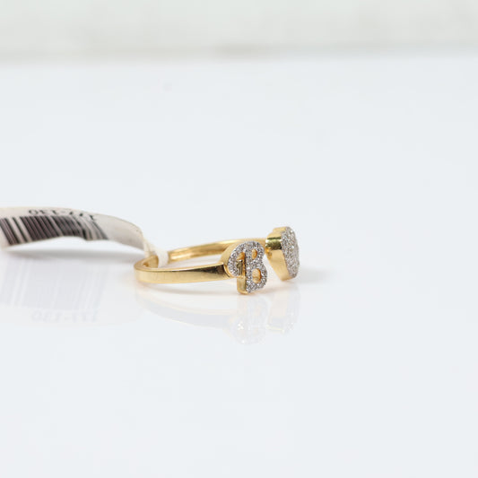 10K Yellow Gold Diamond Heart - Letter B Ring 0.20Ct Dia / 1.9gr / Size 7