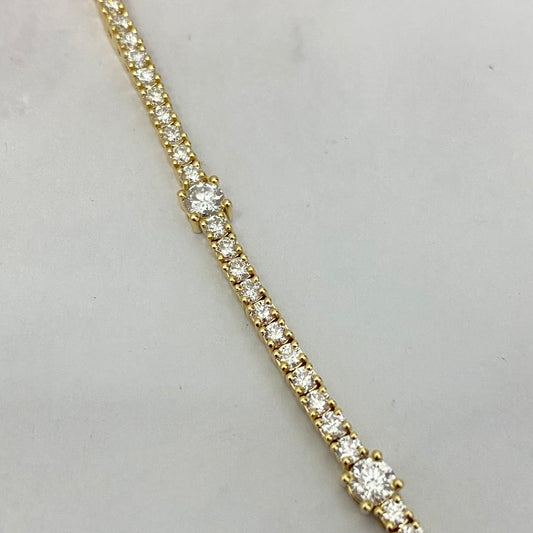 14K Yellow Gold Diamond Teniis Bracelet 2.79Ct Dia Lab Vs / 8gr / 2.4mm / 6 3/4in