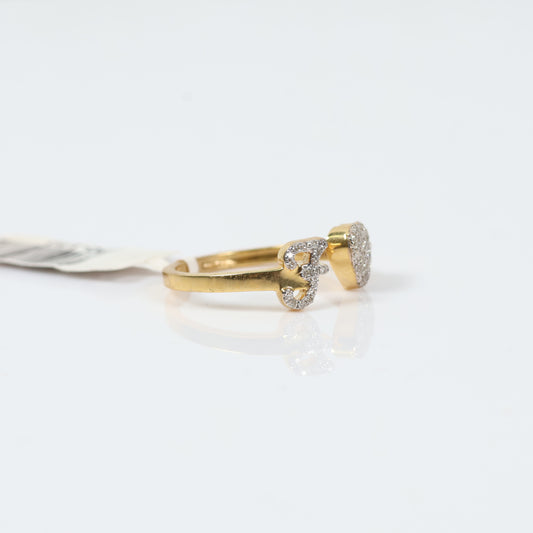 10K Yellow Gold Diamond Heart - Letter F Ring 0.18Ct Dia / 1.7gr / Size 6.5