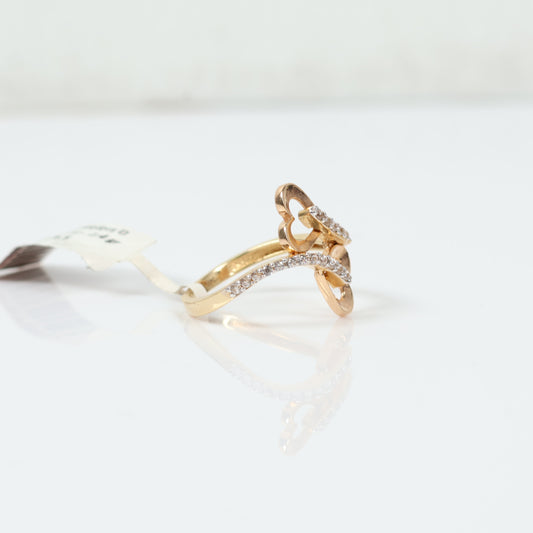 14K Yellow Gold Heart Ring With Zirconia / 2.4gr / Size 6.5