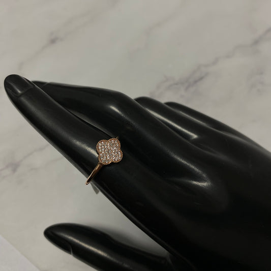 14K Rose Gold Diamond Clover Ring 0.17Ct Dia / 2.08gr / Size 6 3/4