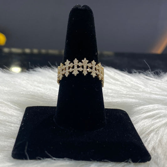 14K Yellow Gold Diamond Cross Ring 0.75Ct Dia / 4.7gr / Size 8.5