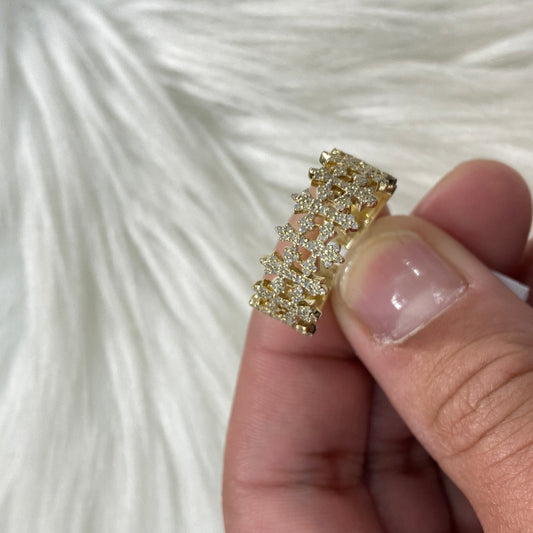 14K Yellow Gold Diamond Cross Ring 0.75Ct Dia / 4.7gr / Size 8.5