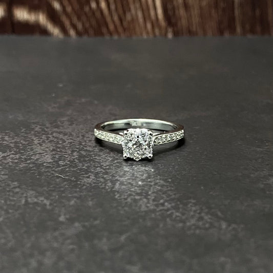 14K White Gold Diamond Luxury Engagement Ring 0.44Ct Dia / 3.15gr / Size 6 3/4