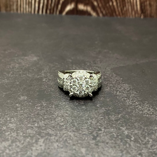 14K White Gold Diamond Luxury Engagement Ring 1.9Ct Dia / 9.1gr / Size 7