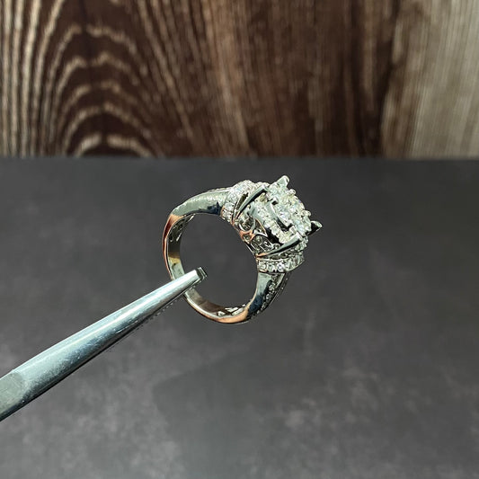 14K White Gold Diamond Luxury Engagement Ring 1.9Ct Dia / 9.1gr / Size 7