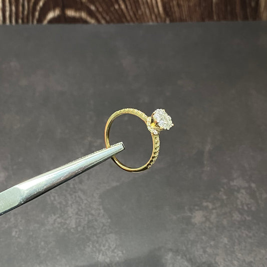 14K Yellow Gold Diamond Luxury Engagement Ring 0.54Ct Dia / 2.4gr / Size 6 3/4