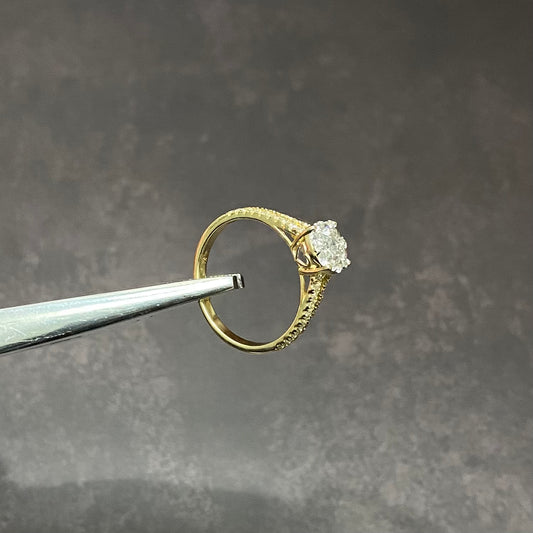 14K Yellow Gold Diamond Luxury Engagement Ring 0.76Ct Dia / 2.64gr / Size 6 3/4