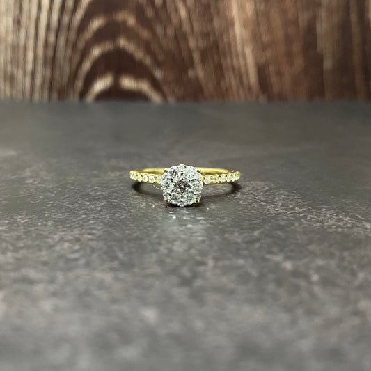 14K Yellow Gold Diamond Luxury Engagement Ring 0.54Ct Dia / 2.33gr / Size 7