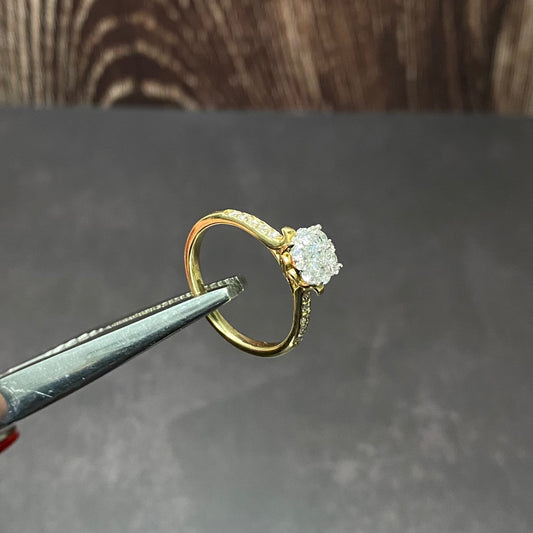 14K Yellow Gold Diamond Luxury Engagement Ring 0.54Ct Dia / 2.83gr / Size 6 3/4