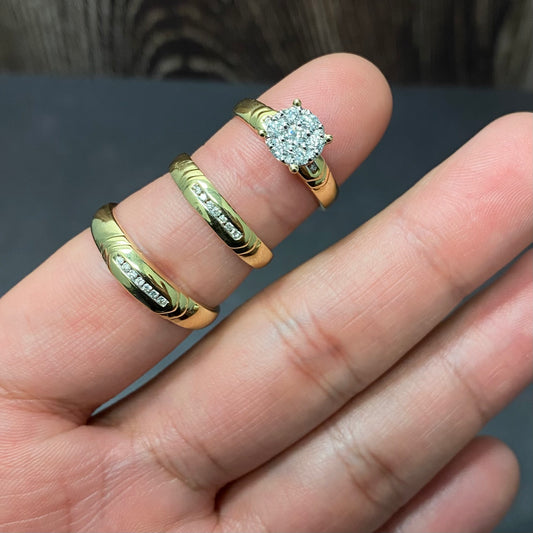 14K Yellow Gold Diamond Luxury Trio Set Engagement Ring 0.48Ct Dia / 7.94gr / Size 10M / 7WM