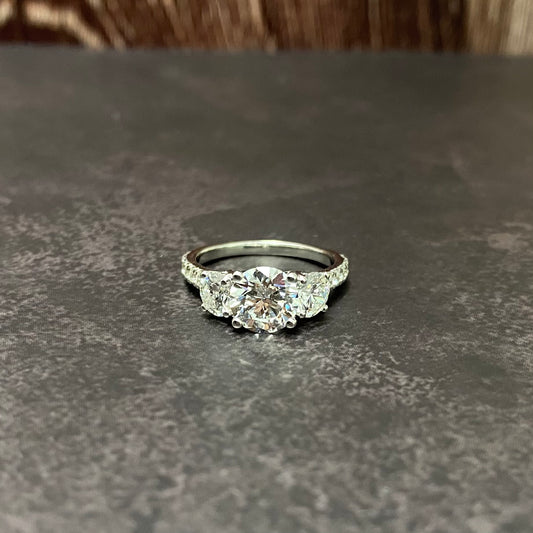 14K White Gold Lab Diamond Round Brilliant Engagement Ring 3.63Ct Lab Dia Vs / 3.65gr / Size 6.5