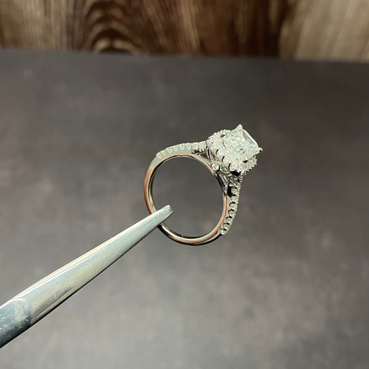 14K White Gold Lab Diamond Emerald Cut Engagement Ring 2.72Ct Lab Dia Vs / 4.99gr / Size 6.5