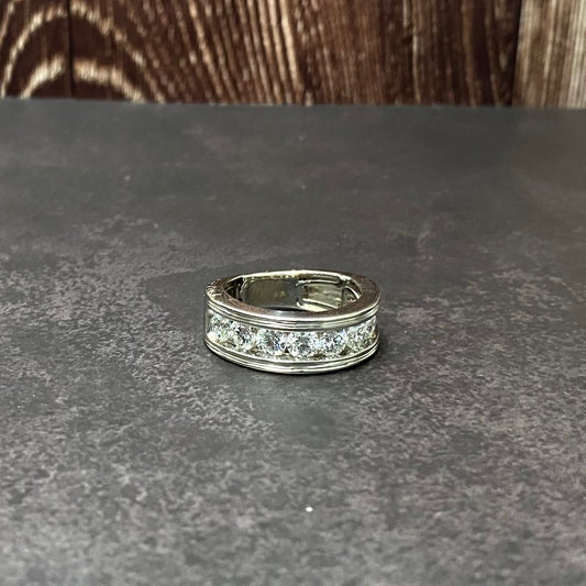 14K White Gold Lab Diamond Luxury Engagement Ring 3Ct Lab Dia Vs / 12.38gr / Size 10