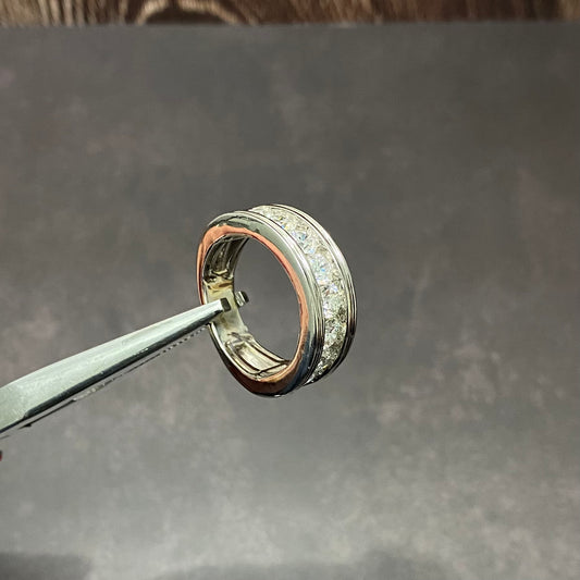 14K White Gold Lab Diamond Luxury Engagement Ring 3Ct Lab Dia Vs / 12.38gr / Size 10