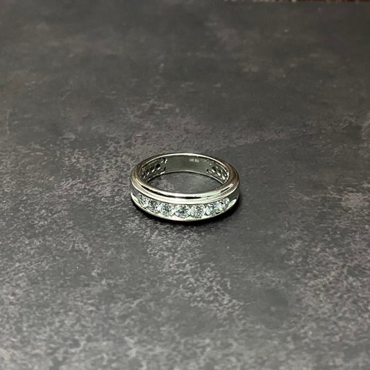 14K White Gold Lab Diamond Luxury Engagement Ring 1Ct Lab Dia Vs / 6.53gr / Size 9 3/4