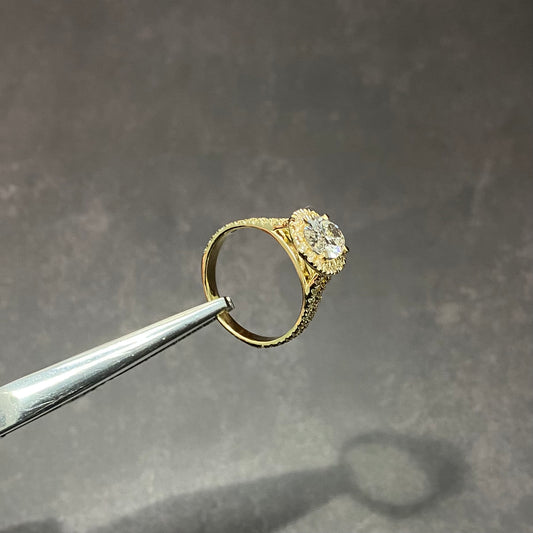 14K Yellow Gold Lab Diamond Oval Brilliant Engagement Ring 2.28Ct Lab Dia Vs 2 / 3.89gr / Size 7