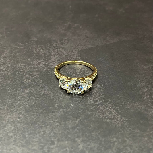 14K Yellow Gold Lab Diamond Round Brilliant Engagement Ring 2.91Ct Lab Dia Vs 2 / 3.68gr / Size 6 3/4
