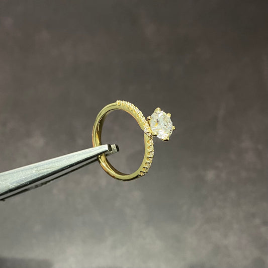 14K Yellow Gold Lab Diamond Round Brilliant Engagement Ring 1.45Ct Lab Dia Vs / 3.5gr / Size 6 3/4