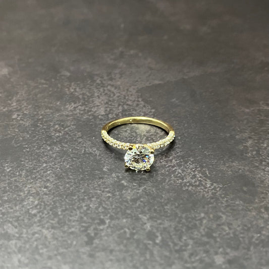 14K Yellow Gold Lab Diamond Round Brilliant Engagement Ring 1.96Ct Lab Dia Vs / 2.2gr / Size 7