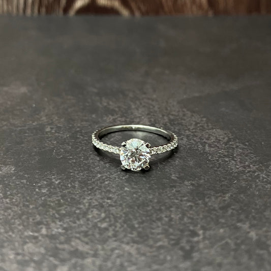 14K White Gold Lab Diamond Round Brilliant Engagement Ring 1.39 Ct Lab Dia Vs / 1.87gr / Size 6 3/4