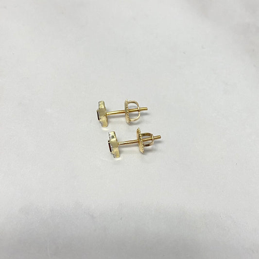 10K Yellow Gold Diamond Square Fashion Stud Earrings 0.06Ct Dia / 0.90gr / 5mm