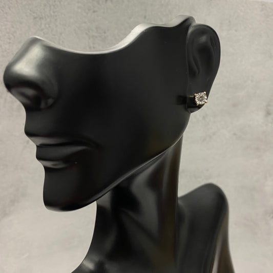 10K Yellow Gold Diamond Round Fashion Stud Earrings 0.10Ct Dia / 1.11gr / 4mm