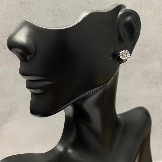 10K White Gold Diamond Round Fashion Stud Earrings 0.30Ct Dia / 1.28gr / 6mm