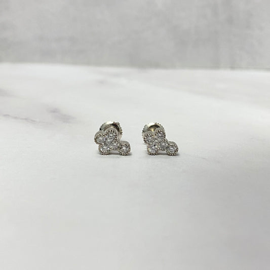 14K White Gold Diamond Cross Stud Earrings 0.48Ct Dia / 1.83gr / 9mm