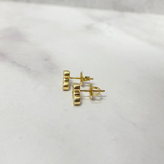 14K Yellow Gold Diamond Cross Stud Earrings 0.48Ct Dia / 1.92gr / 9mm