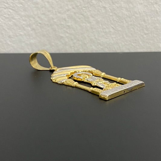 14K Yellow - White Gold San Lazaro Pendant / 5.6gr / 2.5in