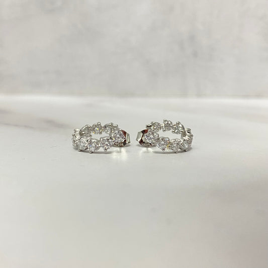 14K White Gold Lab Diamond Luxury Stud Earrings 1.80Ct Lab Dia Vs / 2.8gr
