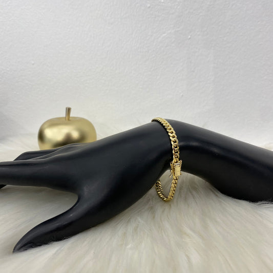 10K Yellow Gold Bracelet Micro Cuban / 12.6gr / 4.8mm / 7.5in