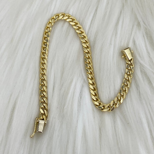 10K Yellow Gold Bracelet Micro Cuban / 12.6gr / 4.8mm / 7.5in