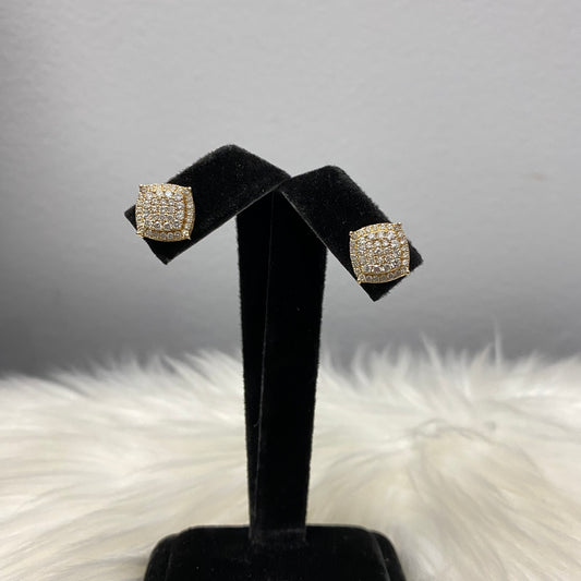 14K Yellow Gold Diamond Square Stud Earrings Ct Dia Vs / 3.6gr