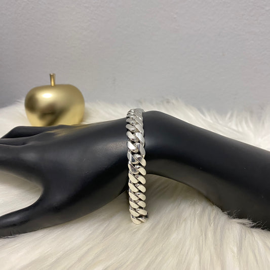 Silver Cuban Links Bracelet / 61.43gr / 10.3mm / 9in