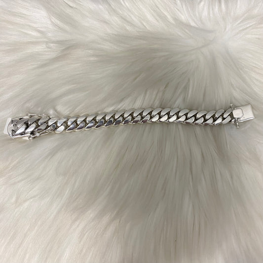 Silver Cuban Links Bracelet / 112.61gr / 14.4mm / 8in