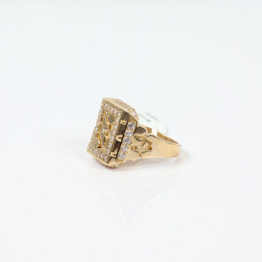 10K YG Nugget Rings / 4.34gr / Sz 9 / White Zircons