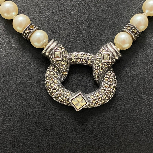 Silver White Pearls Chain / 25.7gr / 6mm / 15in