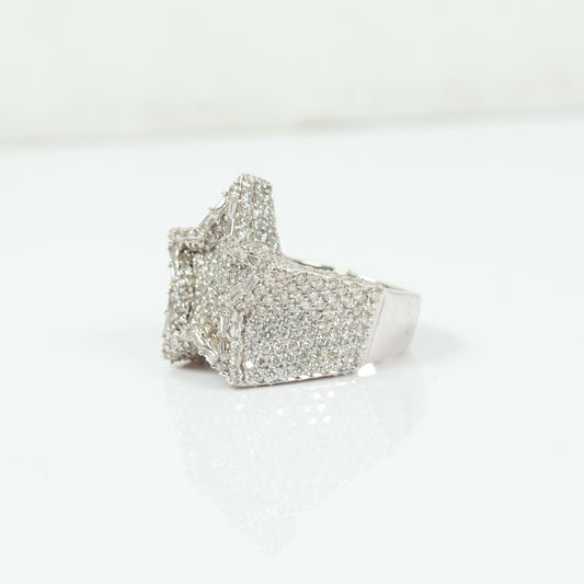 14K White Gold Diamond Star Ring 7Ct / 17.3gr / Size 9 1/2