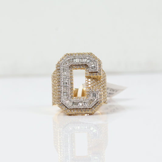 10K Yellow Gold Diamond Letter C Ring 3.5Ct Dia / 12gr / Size 8