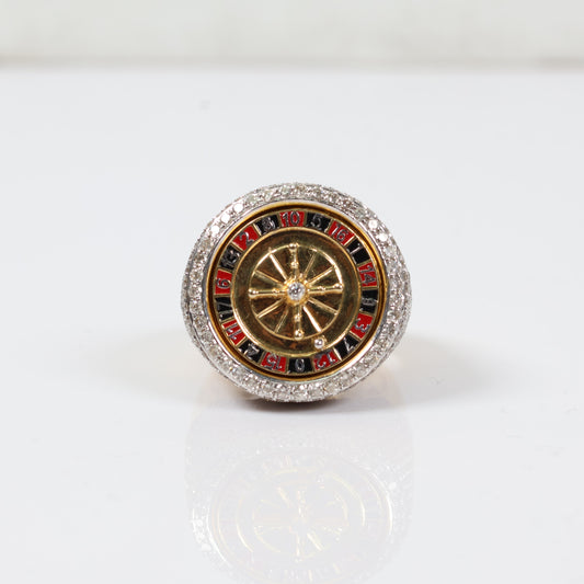 10K Yellow Gold Diamond Casino Roulette Ring 4.87Ct Dia / 21.6gr / Size 10