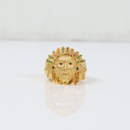 18K YG Indio Rings / 7.22gr / Sz 9.5 / Multicolor Zircons