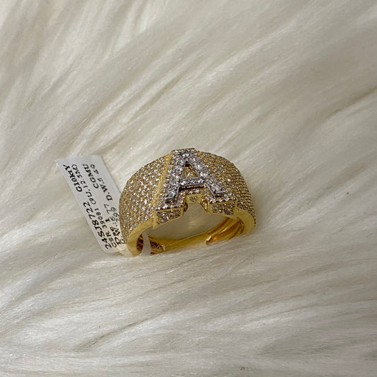 10K Yellow Gold Diamond Letter A Ring 1.49Ct Dia / 6.8gr / Size 9