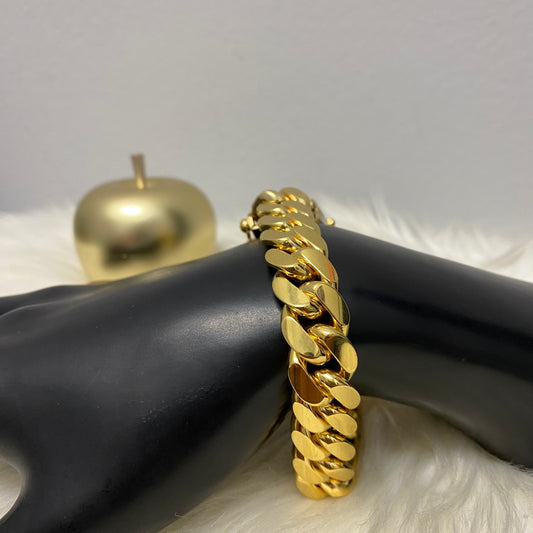 10K Yellow Gold Cuban Links Bracelet / 110.8gr / 13.2mm / 9in