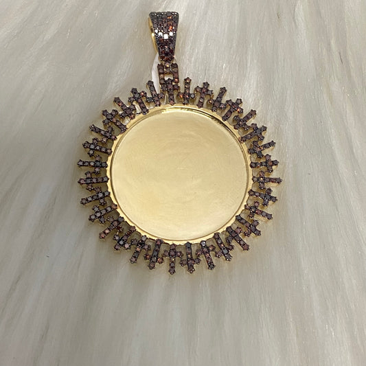 10K Yellow Gold Diamond Memorial Red Wine Crosses Pendant 1.26Ct Dia / 16.6gr / 1.5 - 1.8in