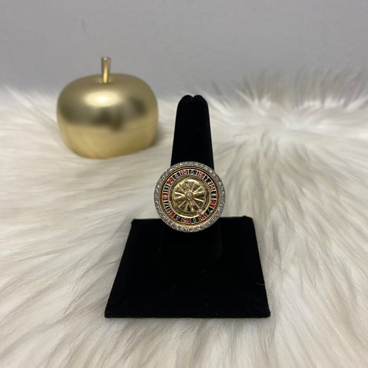 10K Yellow Gold Diamond Casino Roulette Ring 0.82Ct Dia / 24.4gr / Size 11.5