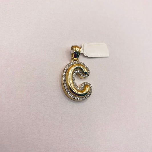 10K Yellow Gold Diamond Letter C Pendant / 4.8gr
